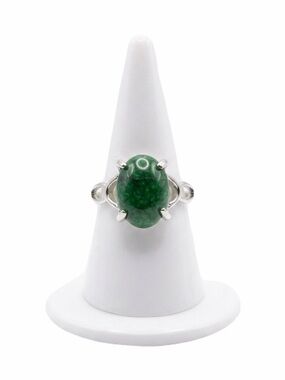 New Handmade Sterling Silver Green Crackle Quartz Gemstone Minimalist Ring